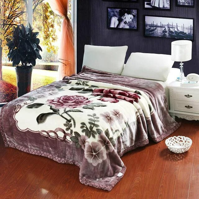 Double Layer Raschel Blankets 150*200cm Soft Warm Faux Fur Mink Throw Thicken