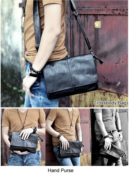 Men's Faux Leather Small Single Shoulder Bag Crossbody Messenger bag Hand Purse