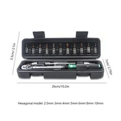 15pcs Drive Click Torque Wrench 1/4inch Bicycle Wrench Maintenance Kit 2-24nm