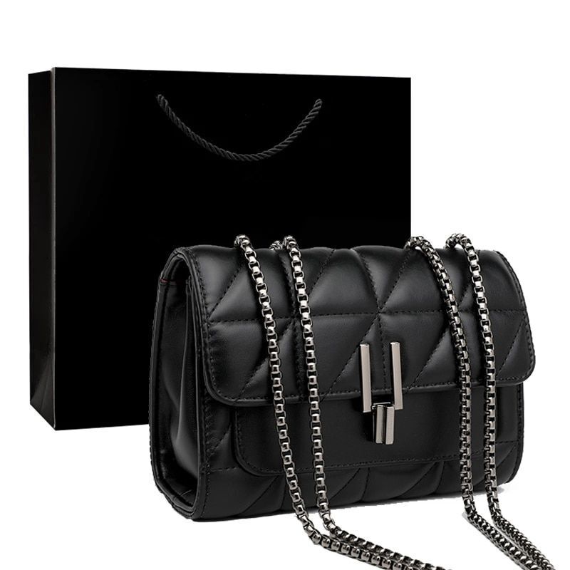 Luxury Synthetic Leather Chain Crossbody Handbag Shoulder Purse Small Square Bag