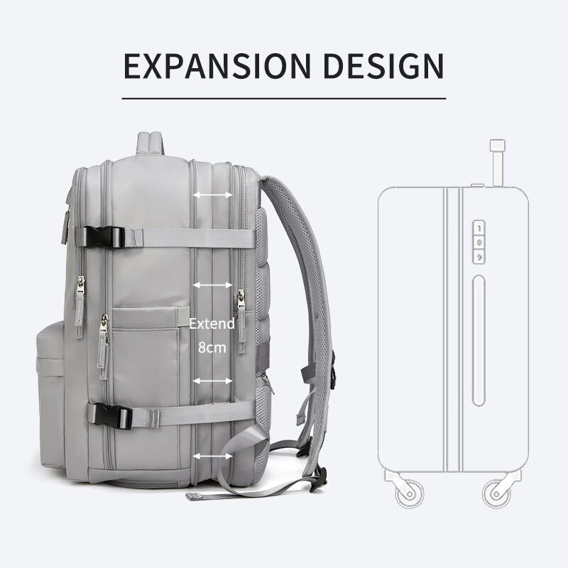 Women Travel Backpack 16 Inch 39L USB Charging Backpack Shoe Bag Hiking Backpack