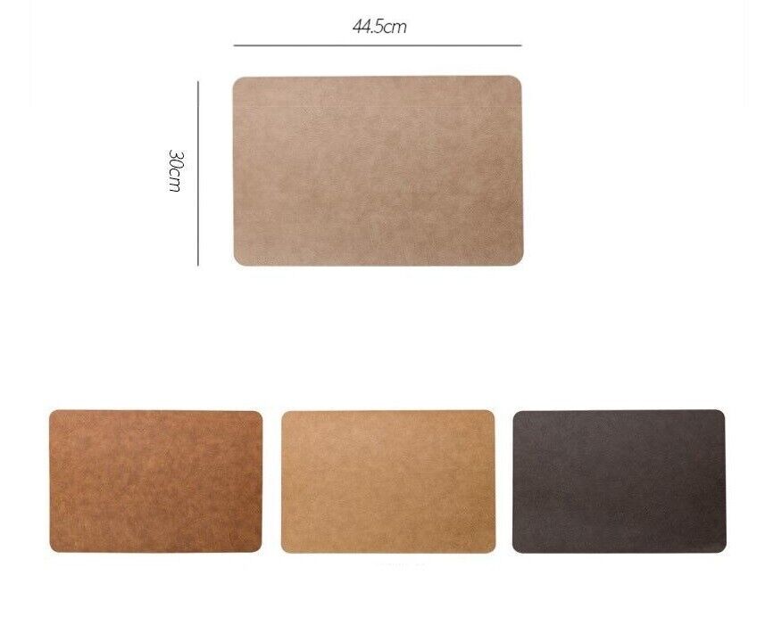 Placemat Leather Brown Light Luxury Solid Coffee Table Mats Waterproof 44.5x30cm