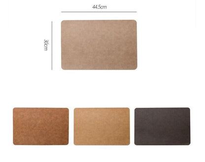 Placemat Leather Brown Light Luxury Solid Coffee Table Mats Waterproof 44.5x30cm
