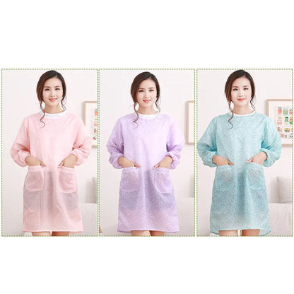 Aprons PVC Waterproof Fashion Home Kitchen Long-Sleeved Adult Unisex Smock Wears