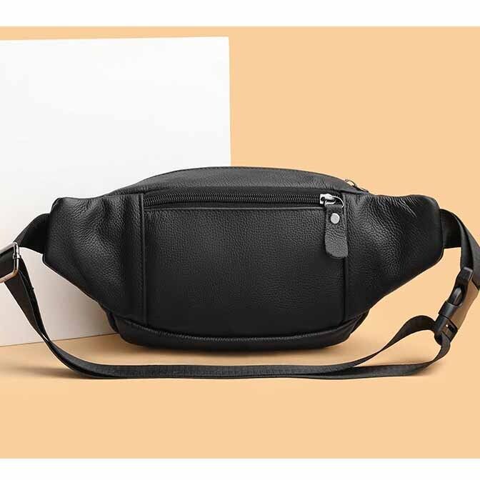 Genuine Leather Waist Pack , Business Cash Purse Crossbody Sling Bag Sport Bag