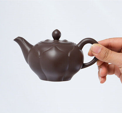 Real Yixing Zisha Tea Pot Lotus Design Purple Grit Pot Of Tea China Pot 200ml