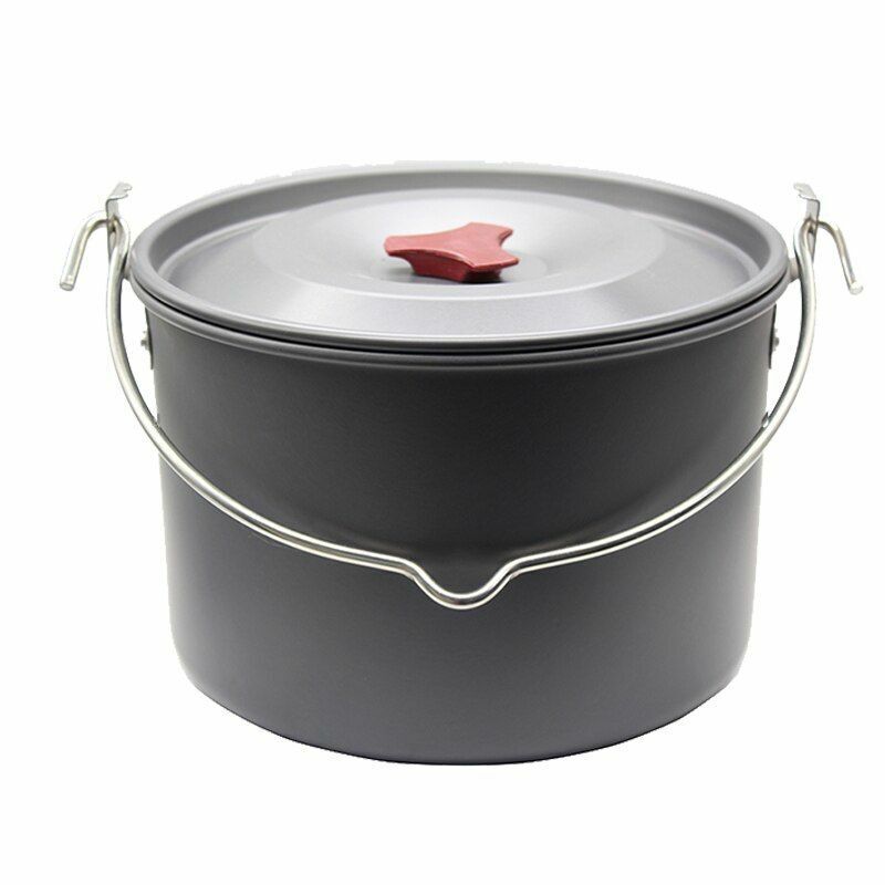 Campfire Pot Tableware Big Capacity Aluminum Alloy Camping Cooking Picnic 21*14