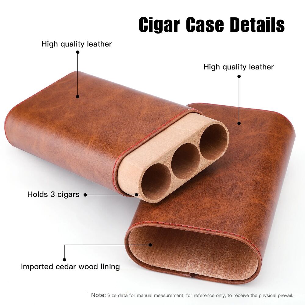 Cigar Cases PU Leather 3 Sticks Portable Storage Humidor Box Accessories 85x35mm