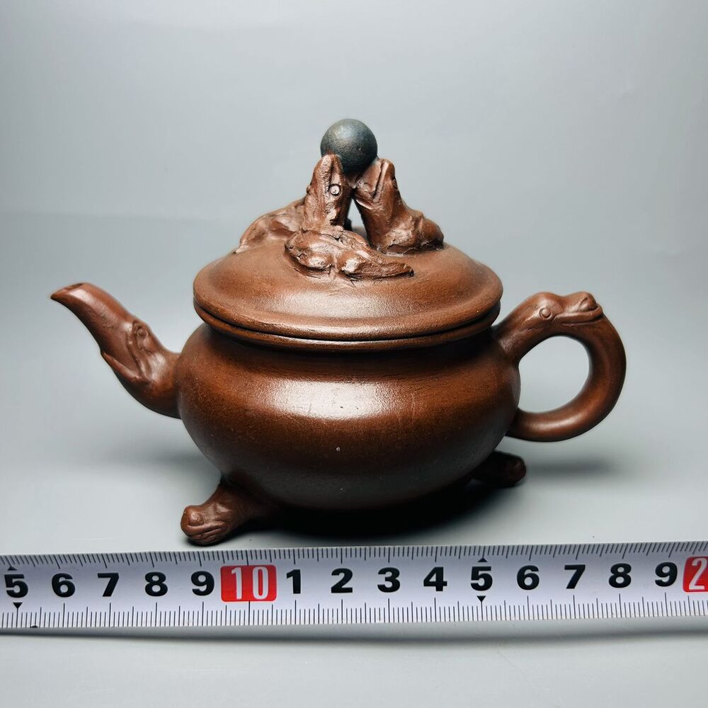 Vintage Chinese Yixing Purple Clay Teapot Zisha Ceremony Carving Collectible Art