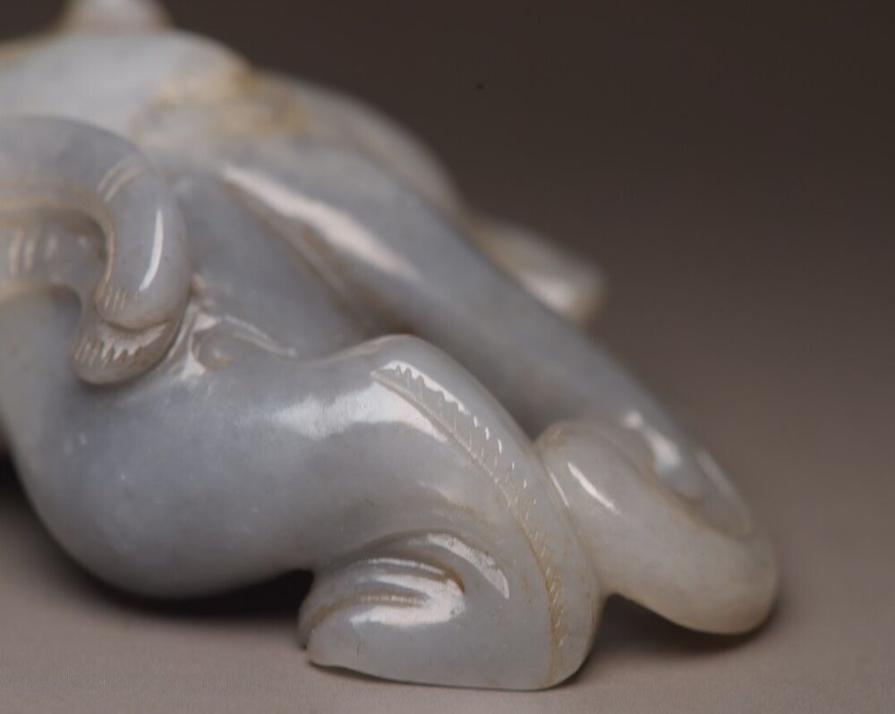Chinese Antique Hetian Jade Carving Beast Statue Exquisite Unique Wonderful Art
