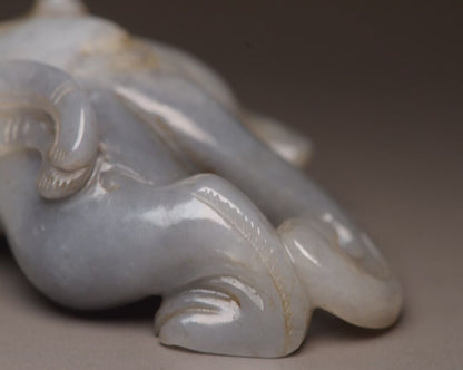 Chinese Antique Hetian Jade Carving Beast Statue Exquisite Unique Wonderful Art