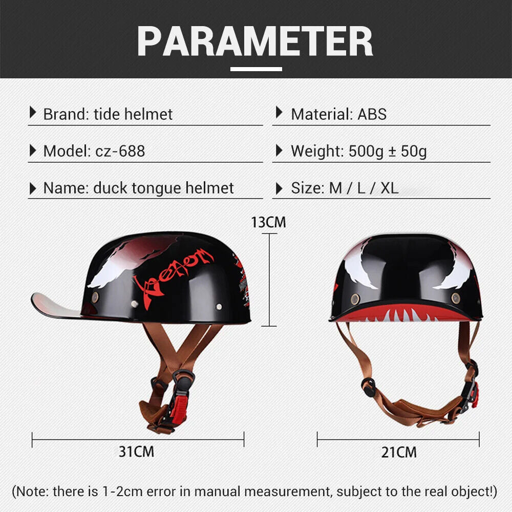 Retro Half Helmet Baseball Cap Quick Release Motorcycle Helmet for Men Women
