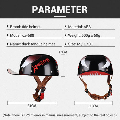 Retro Half Helmet Baseball Cap Quick Release Motorcycle Helmet for Men Women