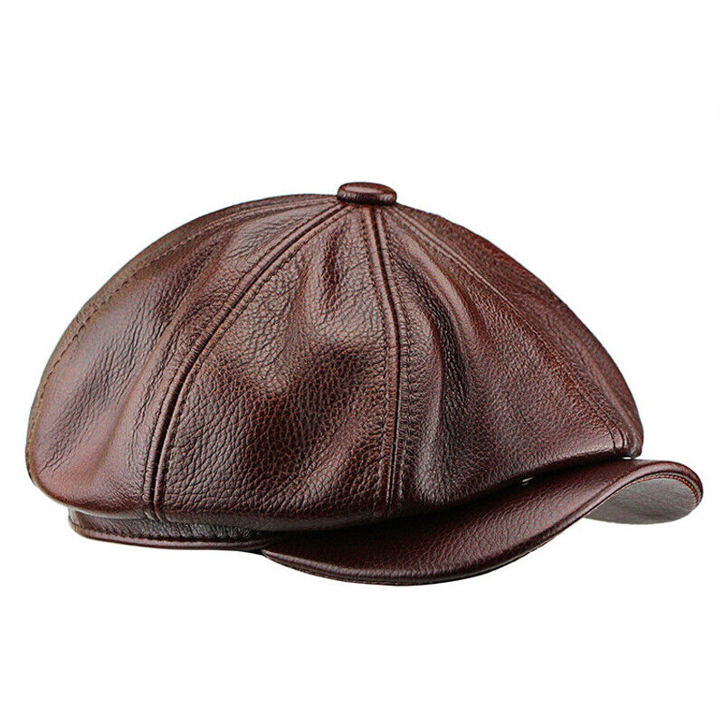 Men Real Leather Beret autumn Winter Hats Painter Newsboy Cap Vintage Style Hat