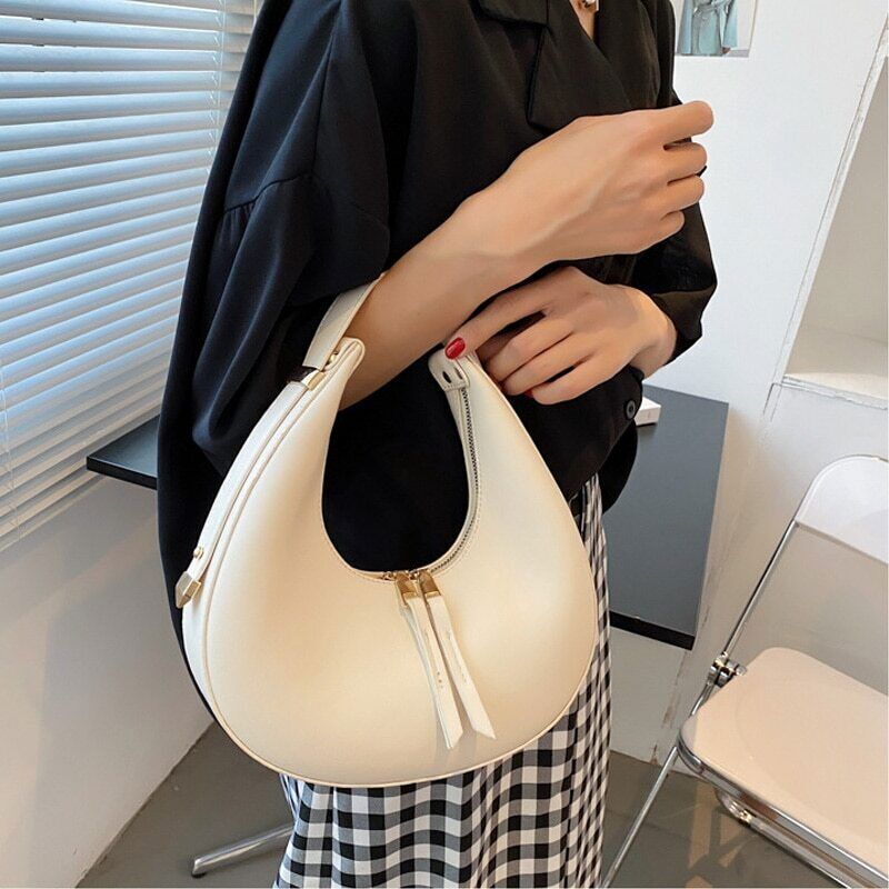 Handbags Wallets Women PU Leather Shopper Half Moon Totes Bags