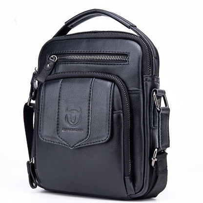Men's Sling Shoulder Bag, Genuine Leather 8 inch Handbags Casual Messenger Bags