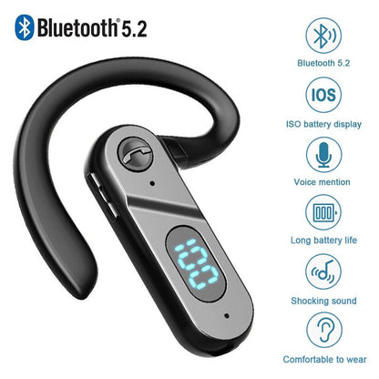 Wireless Bluetooth 5.2 Earpiece Headset Driving Trucker Earbud Ear Hook Earphone