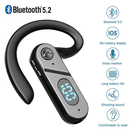 Wireless Bluetooth 5.2 Earpiece Headset Driving Trucker Earbud Ear Hook Earphone