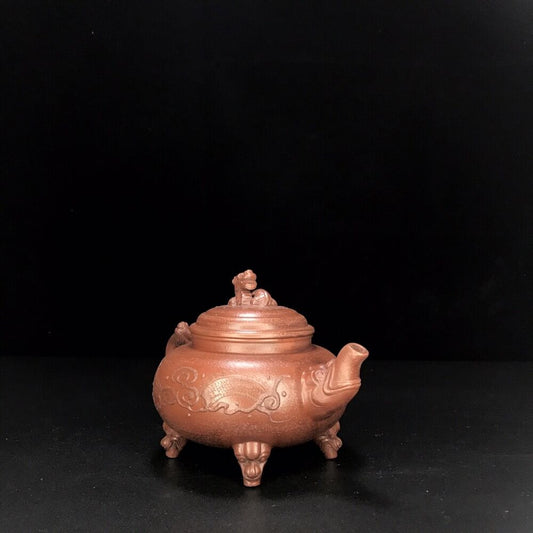 vintage chinese yixing purple clay teapot zisha ceremony carving Collectible art