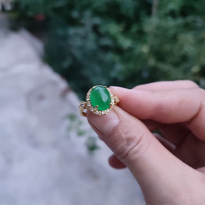 Rings Men Women Jewellery Gift Adjustable Dimension Metallic Artificial green