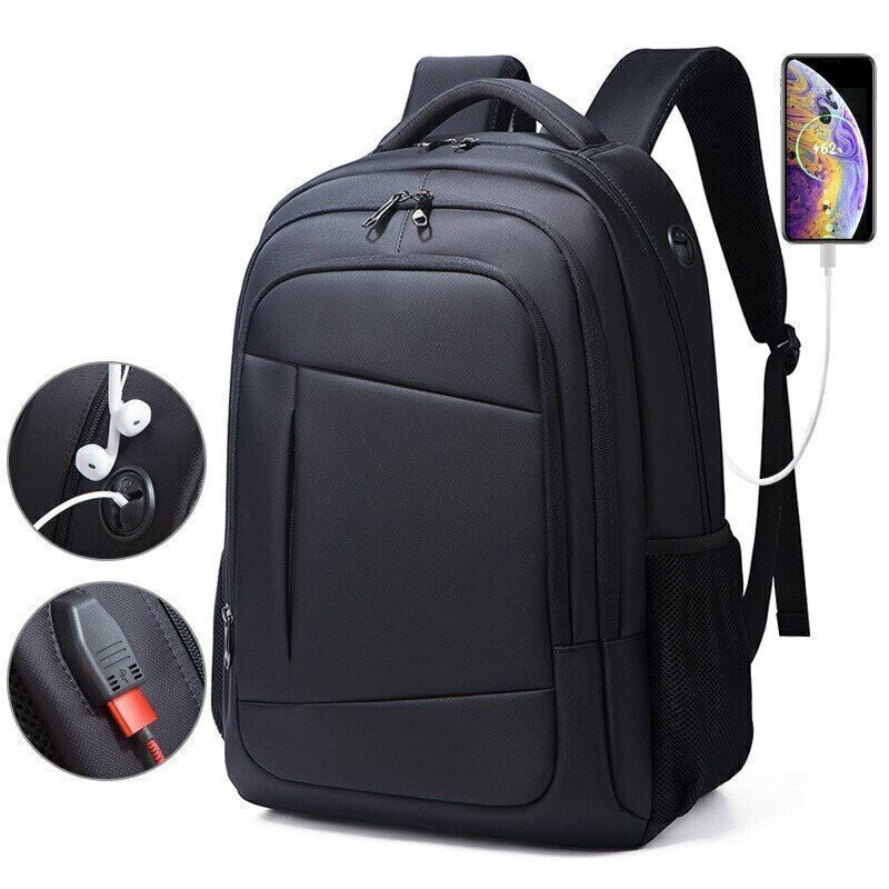 17 Inch Men Business Laptop USB Charger Backpack Travel Oxford School Bag Women