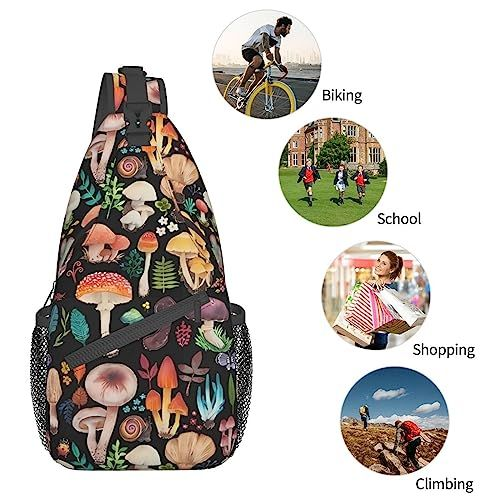 KAWOEEW Mushroom Sling Bag,Mushroom Gifts Crossbody Bag One Size,