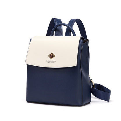 Fashion Backpack Large Luxury Travel Laptop School Bags Split Leather Polyester
