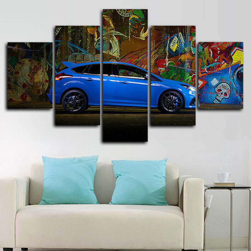 Ford Focus RS Sports Car 5 Panel Canvas Print Wall Art Home Decoration