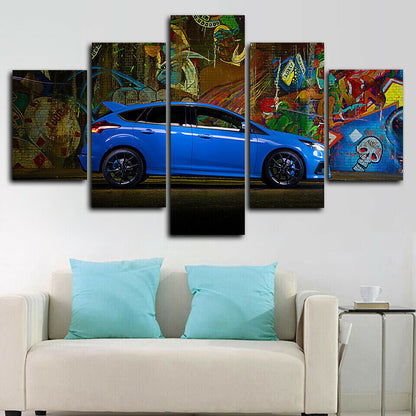 Ford Focus RS Sports Car 5 Panel Canvas Print Wall Art Home Decoration