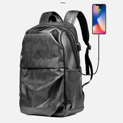 Top PU Leather Men's Backpack, New Large Capacity Travel Bag School Rucksack