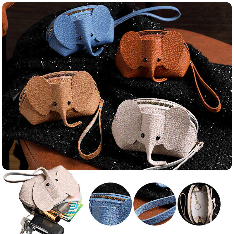 Women PU Leather Elephant Shape Wallet Zipper Coin Mini Purse Key Kard Bag