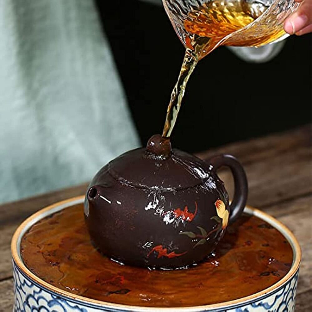 Zisha Teapot 6.7Oz Chinese Yixing Clay Handmade Xishi Pot Spherical Filter Black