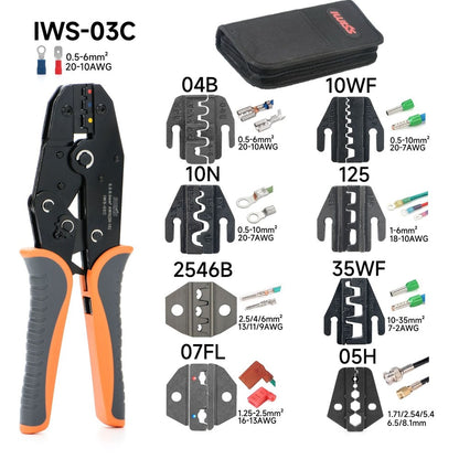 IWISS HS Series Ratchet Crimping Pliers Tube Type Insulated Bare Terminal Tool