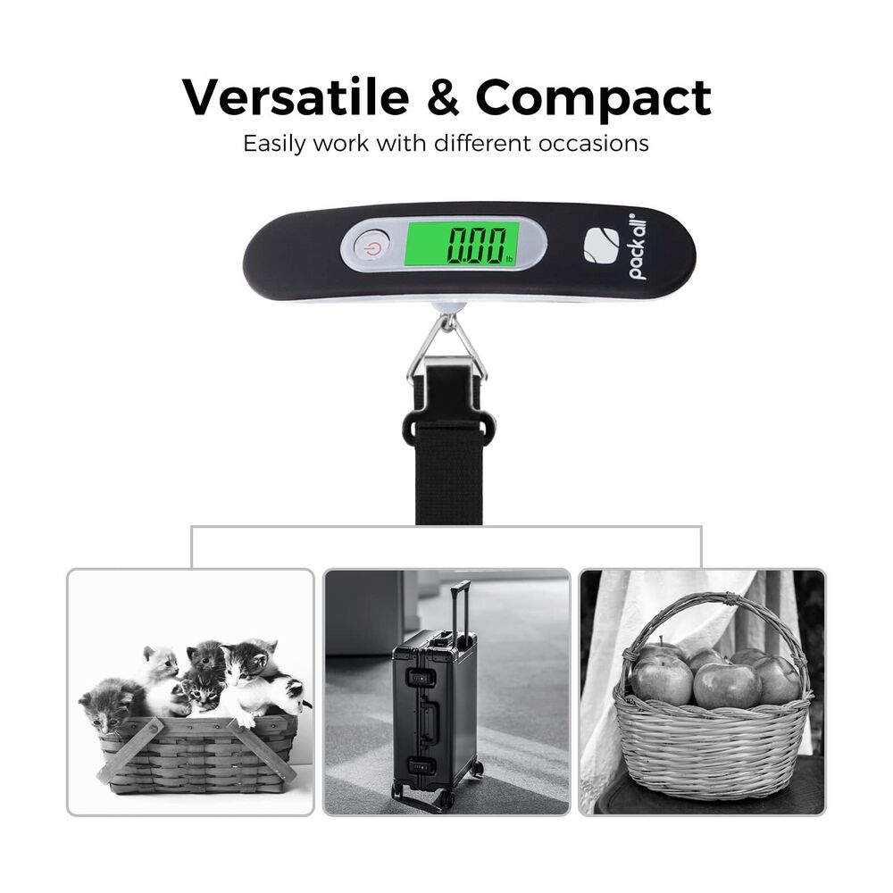 pack all 110 Lbs Luggage Scale, Digital Handheld Baggage Black