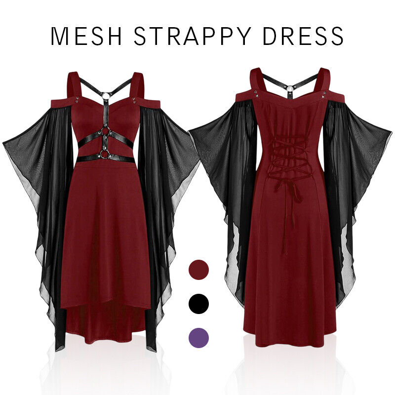 Devil Fashion Womens Steampunk Waistcoat Corset Dress Black Gold Gothic