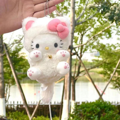 10CM Hello Kitty Doll Toy Keychain Schoolbag Pendant Ornament Plush Toy Keychain