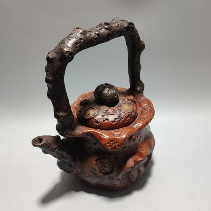 Vintage Chinese Yixing Purple Clay Teapot Zisha Ceremony Carving Collectible Art