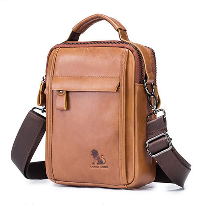 100% Genuine Leather Men's Sling Shoulder Bag Messenger Bag 8" Handbag Crossbody