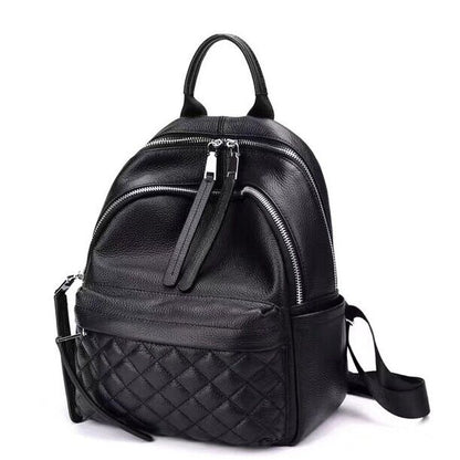Top Cow Leather Black Backpack, Soft Leather Women's rucksack Travel Bag