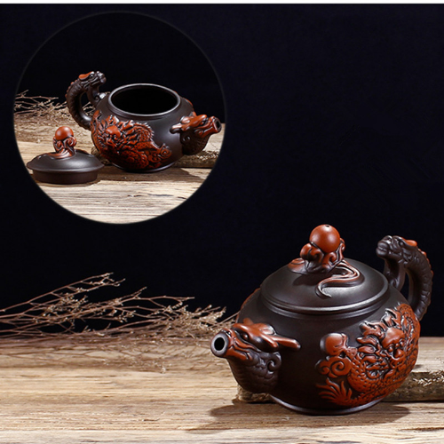 Chinese Yixing Purple Teapot Traditional Dragon Tea Pot Retro Tea Set Kettle