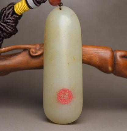 Chinese Top Natural Hetian Jade Carved Kwan Yin Statue Good Luck Pendant Jewelry