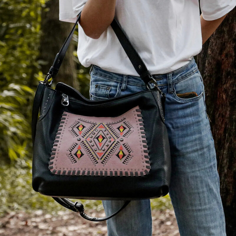 Women Large Concealed Carry shoulder Bag Handbag Embroidered Purse Tote Wallet