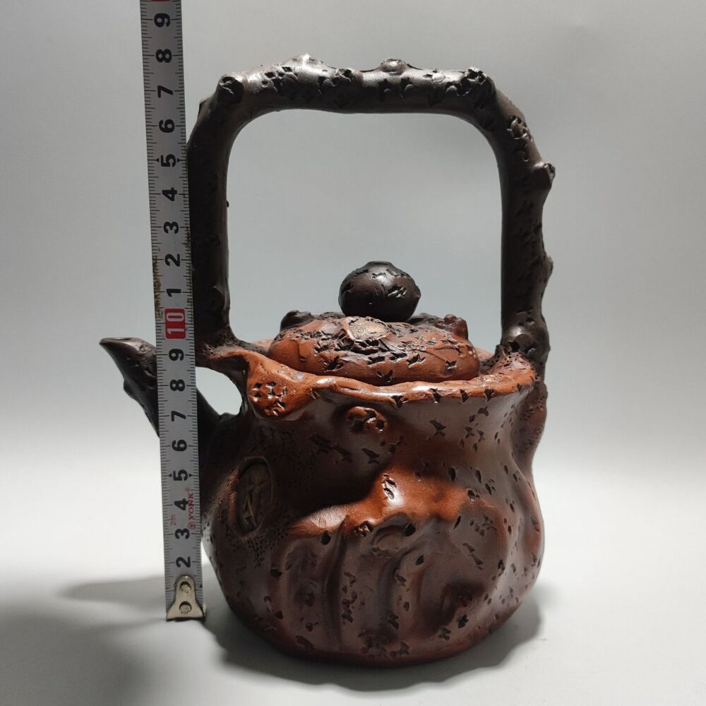 Vintage Chinese Yixing Purple Clay Teapot Zisha Ceremony Carving Collectible Art