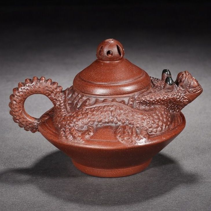 Vintage Chinese Yixing Purple Clay Teapot Zisha Ceremony Carving Dragon Teaware