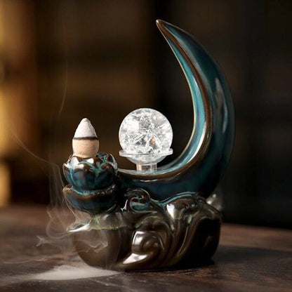 Backflow Incense Burner Incense Tray Home Creative Moon Incense Burner for Cones