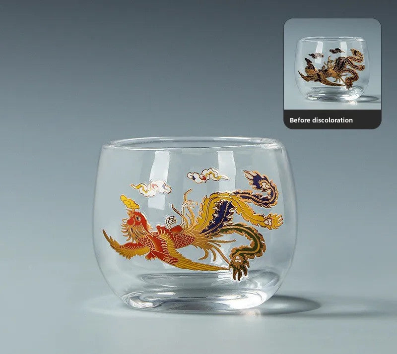 95ml Exquisite Glass Change Color Kung Fu Tea Cup Household Hand-drawn Guest Cup