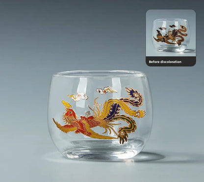 95ml Exquisite Glass Change Color Kung Fu Tea Cup Household Hand-drawn Guest Cup