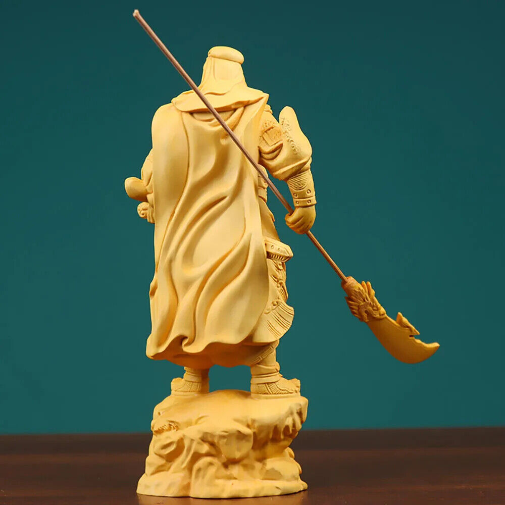 Wooden Guan Gong Guan Yu Boxwood Carving Guangong God Wealth Solid Figure Buddha