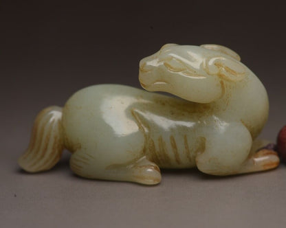 Chinese Vintage Antique Hetian Jade Carved Horse Statue Small Gift Rare Figurine