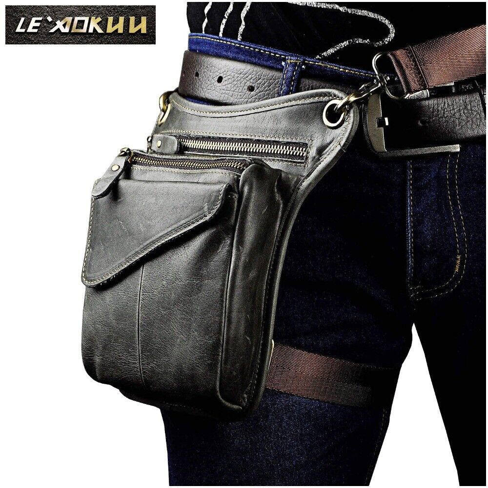 Real Leather Casual Shoulder Messenger Bag Fashion Waist Belt Pack Drop Leg Bag